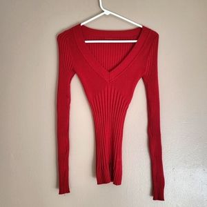 Small Red vneck long sleeve shirt